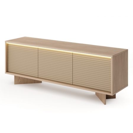 Ryflowana szafka RTV 150 cm  stolik pod telewizor + LED SIMO